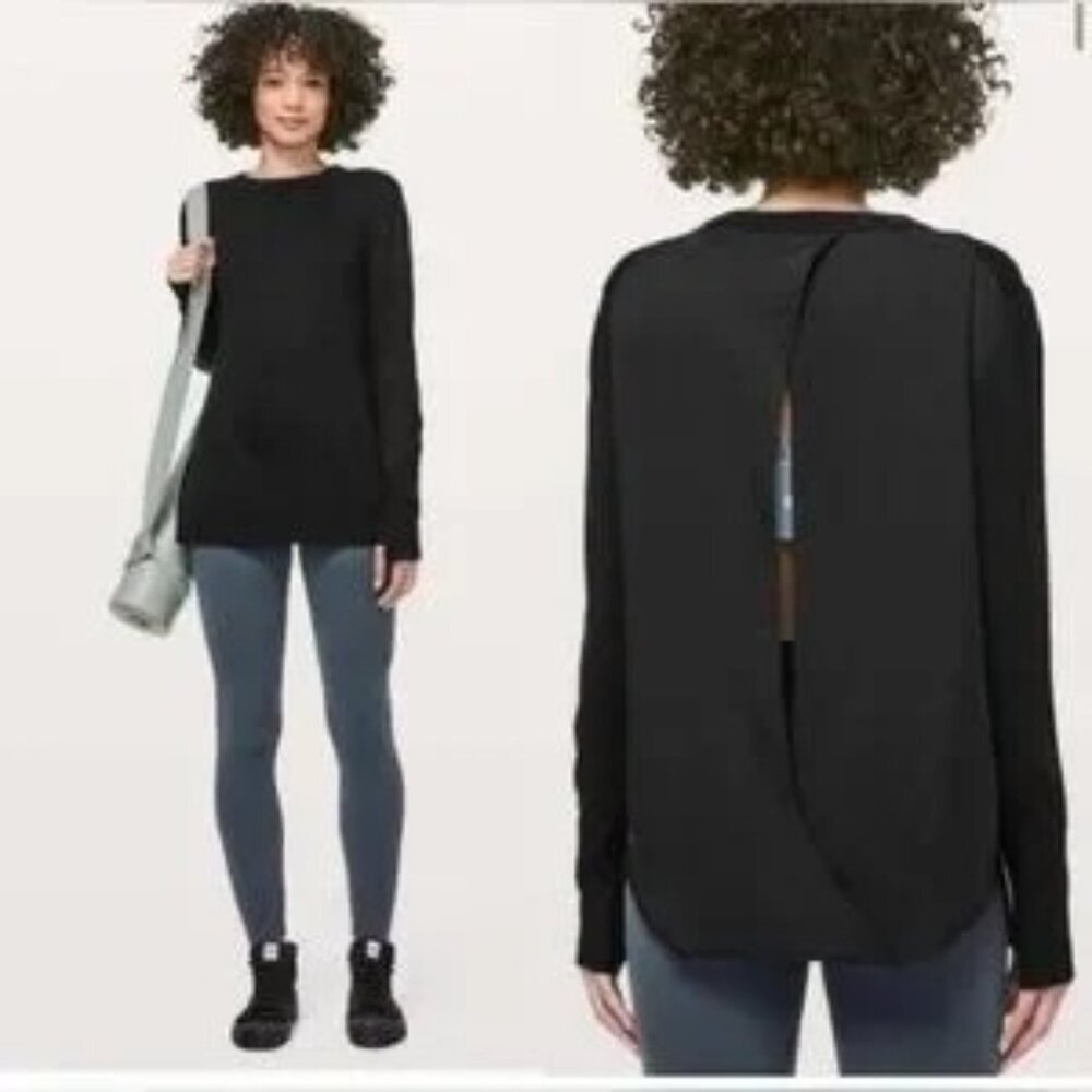 Women’s Black Long-Sleeve Twist-Back Sweater